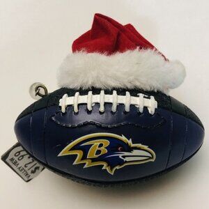 NFL Baltimore Ravens Team Ball Christmas Ornament Santa Hat Football Vintage